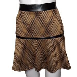 In Girl Vintage Size 16 ( = Modern Size 2) Skirt Brown Black Short Fit and Flare
